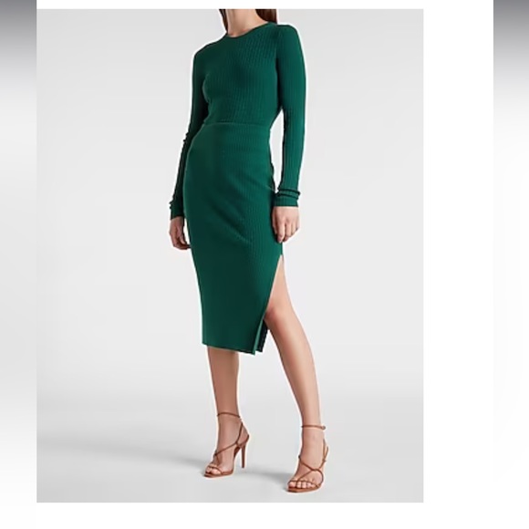 Express Ribbed Abbreviated long sleeve sweater - Picture 2 of 4